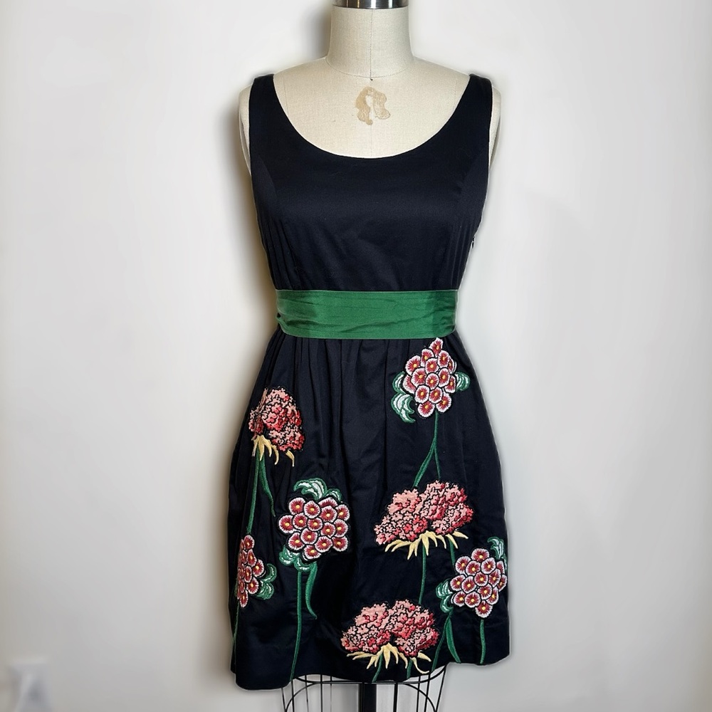 Floreat Black Cranesbill Embroidered Dress